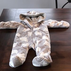 Infant plush snowsuit.